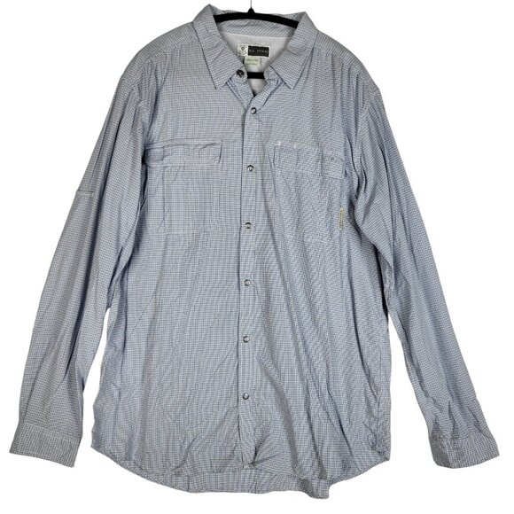 Exofficio Insect Shield Shirt Men's XL Blue Plaid Vented Fishing Hiking Outdoor - Picture 1 of 11